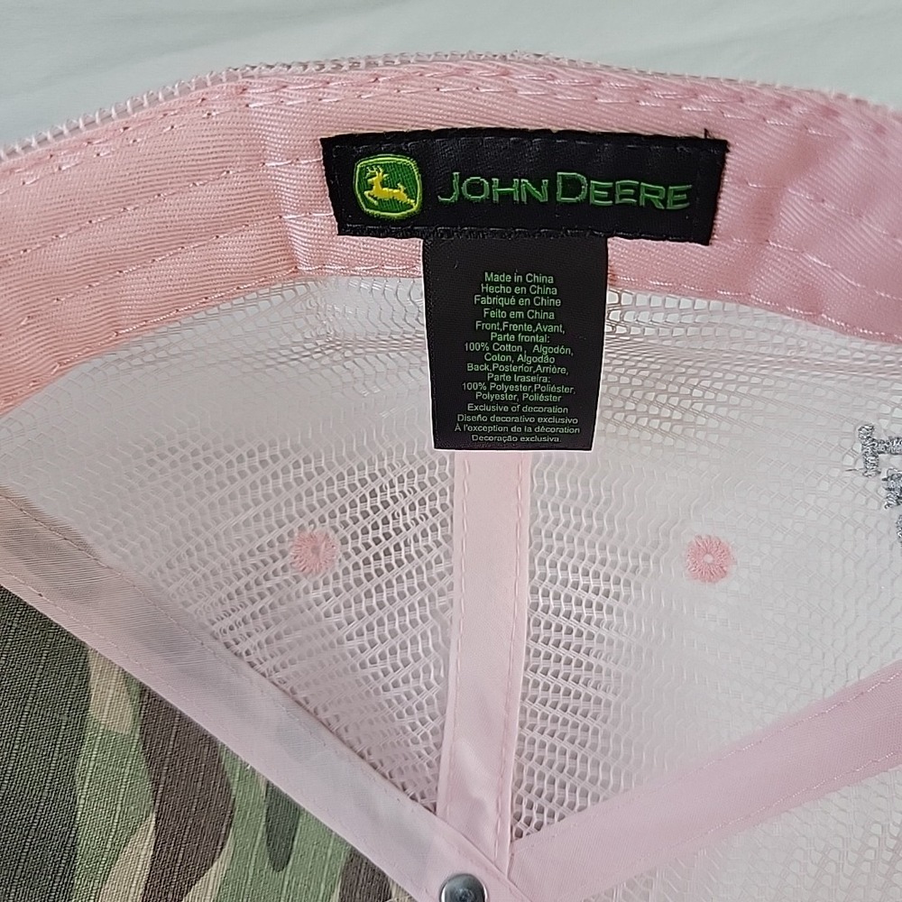 John Deere Tractor Girl Pink Mesh Camo Womens Trucker Snapback Hat - Picture 8 of 10